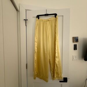 Elegant Yellow Satin Pants